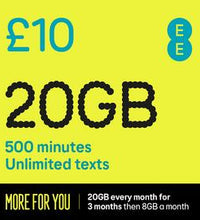 EE Extra Data 20GB Pay As You Go SIM Card