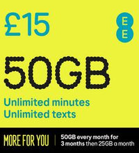 EE Extra Data 50GB Pay As You Go SIM Card