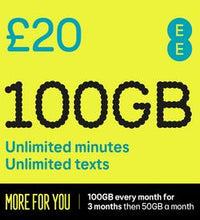 EE Extra Data 100GB Pay As You Go SIM Card