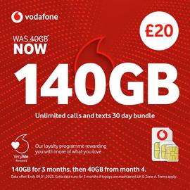 VODAFONE 140GB Pay As You Go SIM Card