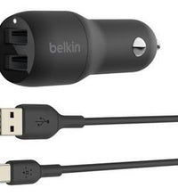 Belkin 24W USB-A Dual Port Car Charger & Cable